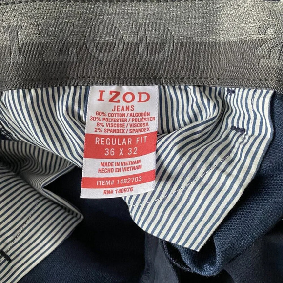 IZOD Men’s Ultraflex Regular Fit Knit Denim Stretch 5 Pocket Jeans, Blue, 36X32 - Picture 8 of 11